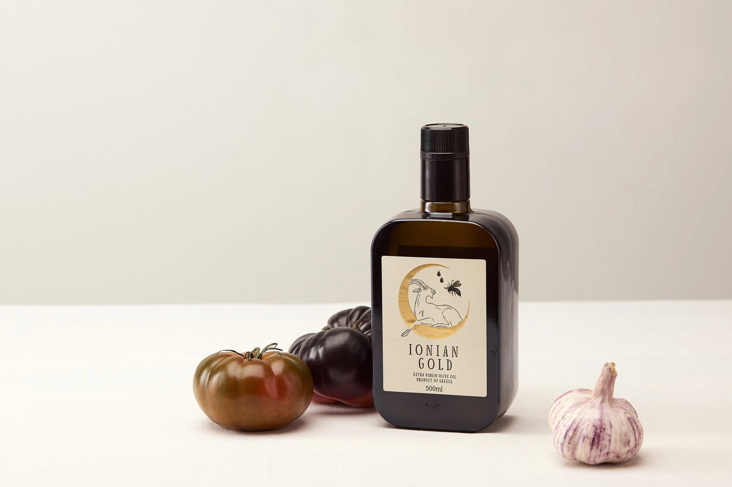 Ionian Gold 'Black Cap' olive oil with foods